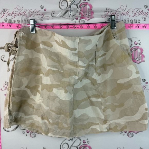 Zara Dresses & Skirts - Zara mini skirt tie up cargo pocket style mini Beige Camouflage Mini Skirt